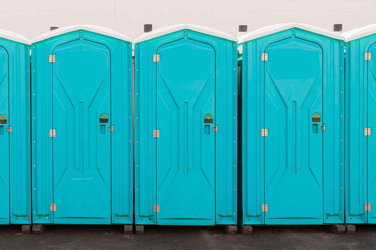 Industrial portable restroom units at a plant in Indianapolis, Indiana