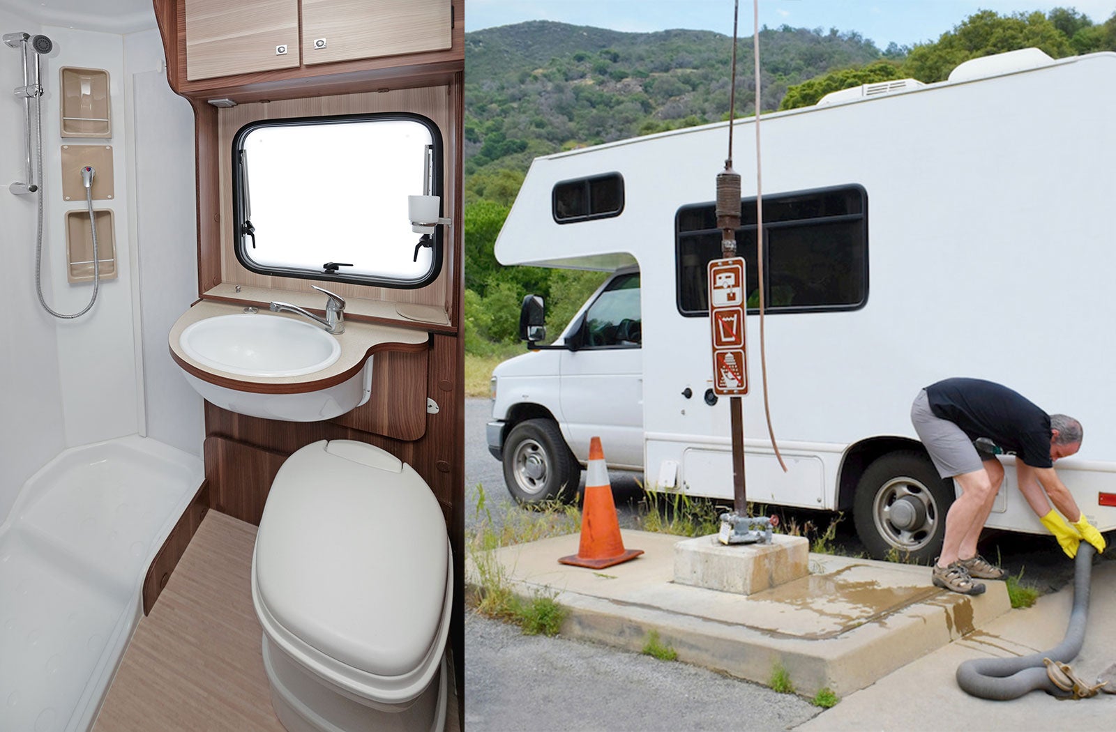Portable RV/camper toilet and holding tank setup in Indianapolis, Indiana